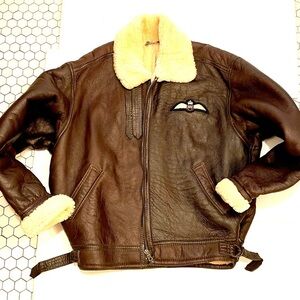 NEIMAN MARCUS RAF Men’s Vintage 1989s Shearling Pilot Bomber Jacket XL NWT